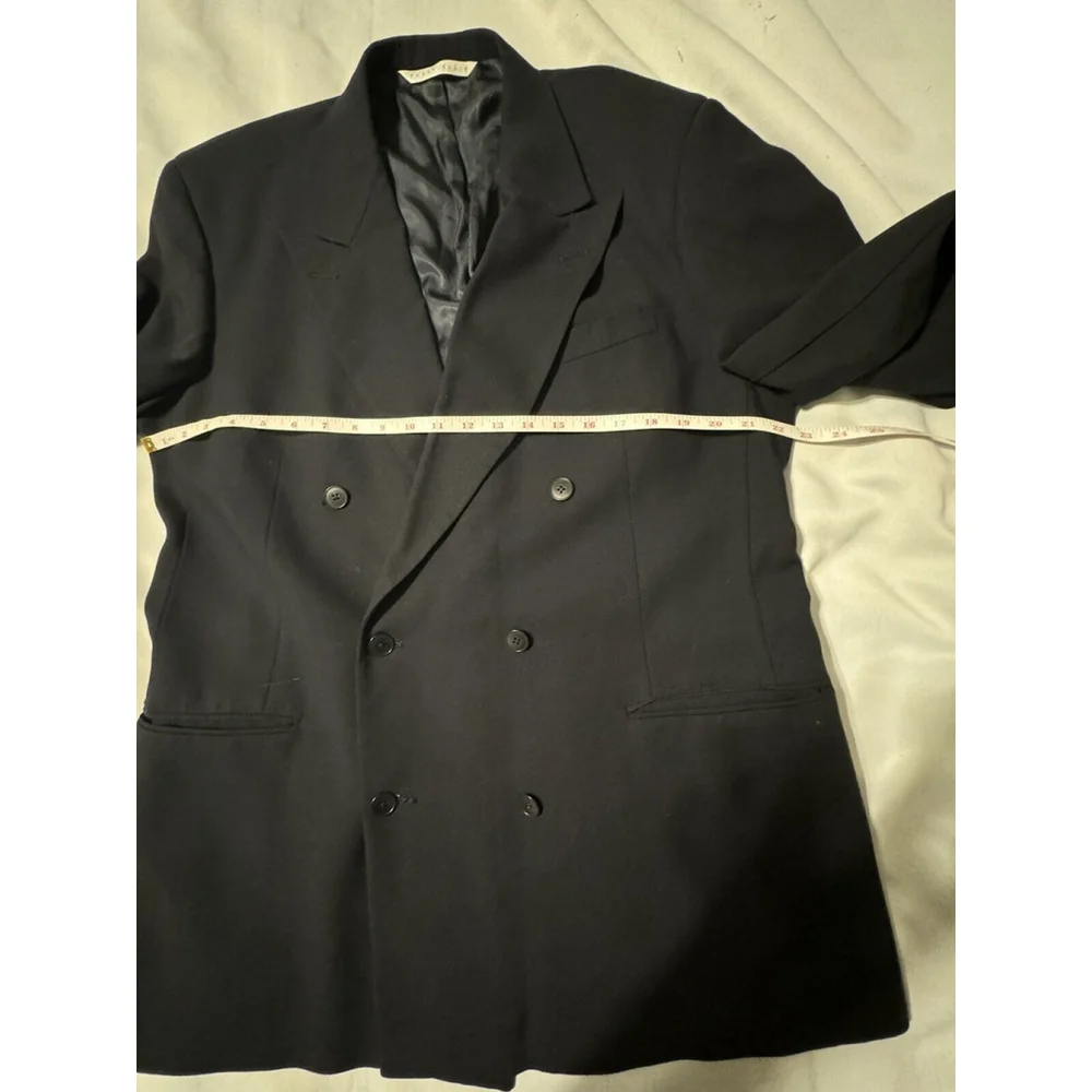 Perry Ellis Vintage Barneys Blazer Button Black Blazer Jacket XL Made In The USA